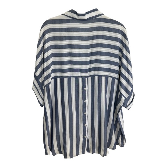 Crown & Ivy top; size XL; blue & white striped. - Picture 2 of 6